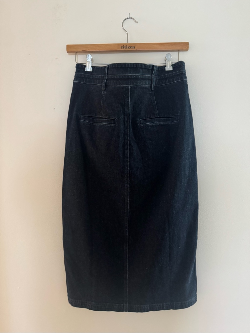 Anthropologie Pilcro Arden Double Waist Midi Jean Skirt Dark Denim NWOT - Picture 8 of 13